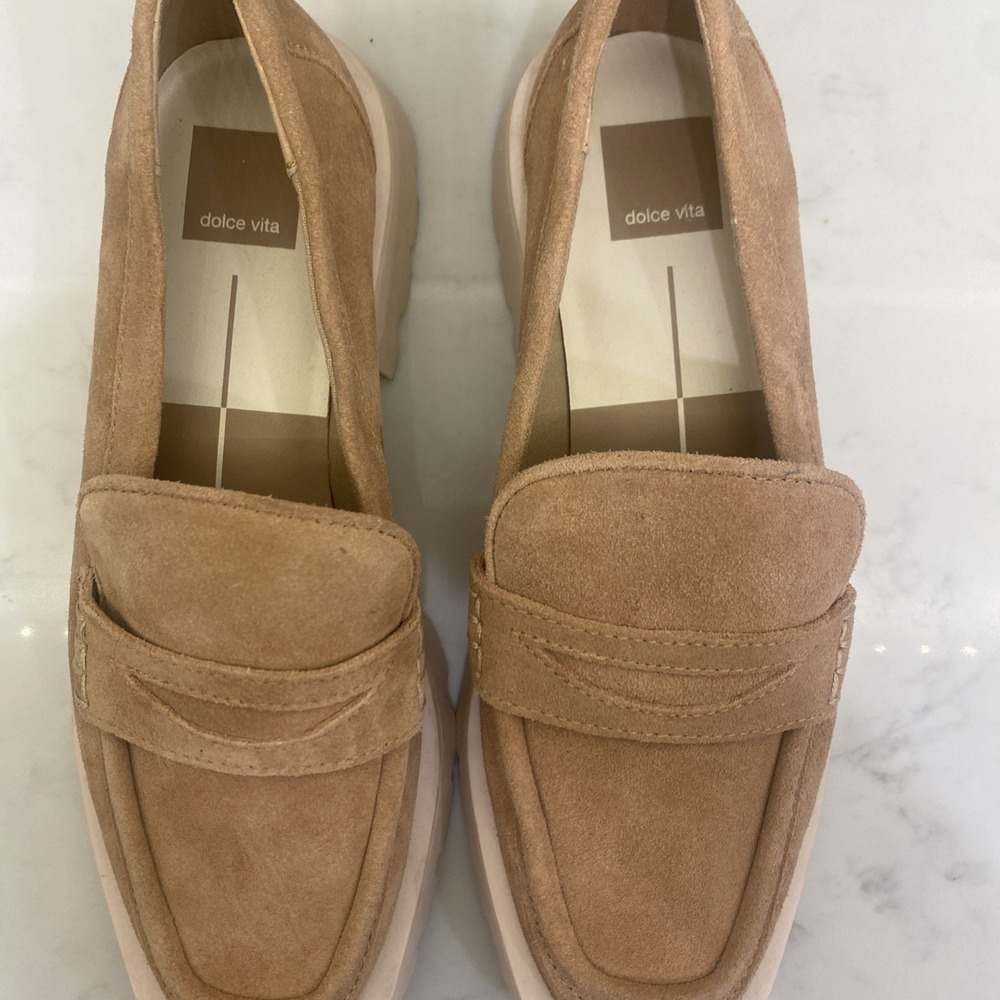 Dolce Vita Elias Chunky Platform Lug Loafer Tan Suede Women's Size 8.5 - Picture 6 of 6